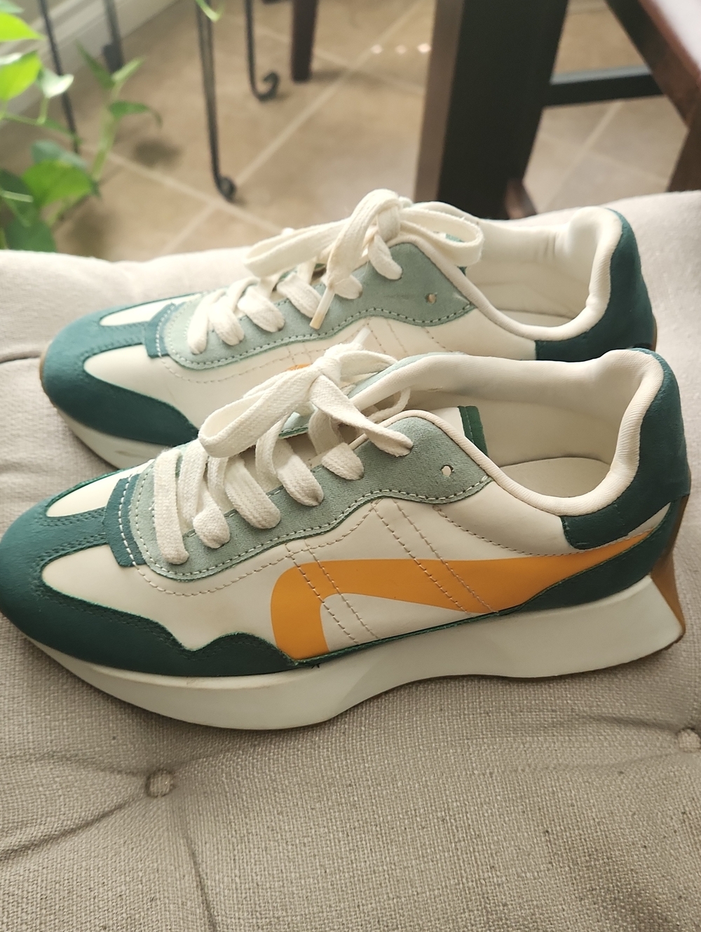 Steve Madden White Sneaker with Teal and Mint Accents